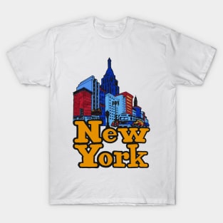 Vintage Retro New York Skyline Decal T-Shirt